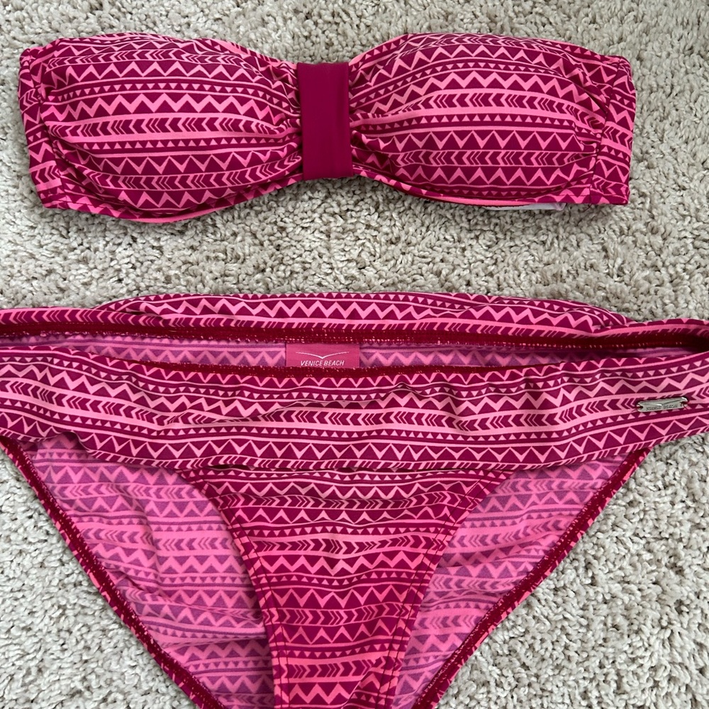 Pink Bandeau Bathing Suit
